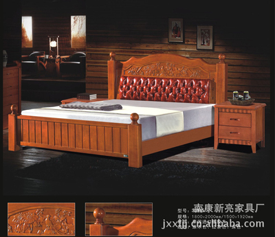 【新亮家具 3205#實木床 高檔橡木大床 臥室床具 批發】價格,廠家,圖片,床類,南康新亮家具廠-