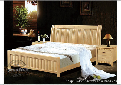 【【廠家直銷】 特價實木床批發(fā) 橡木床 302#】價格,廠家,圖片,成套家具,南康宏興家具廠-