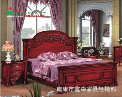 【216#歐式成人套房實(shí)木床系列 白色描金描銀全橡木實(shí)木床】?jī)r(jià)格,廠家,圖片,床類(lèi),南康市鑫森家具經(jīng)銷(xiāo)部-