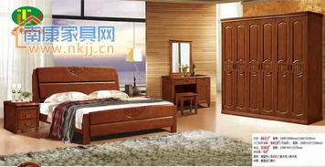 天利圓橡木床套房系列,批發南康橡木實木床白胚床雙人床餐椅