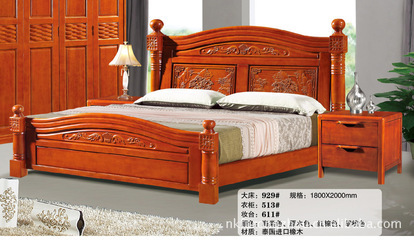 【廠家直銷 批發(fā)零售 時尚豪華實木精品橡木床 實木雙人床】價格,廠家,圖片,床類,南康順州家具廠-
