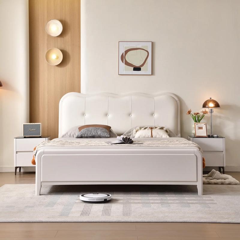 產品實物圖來啦,好看舒適的貝母漆系列實木床上新中#南康家具