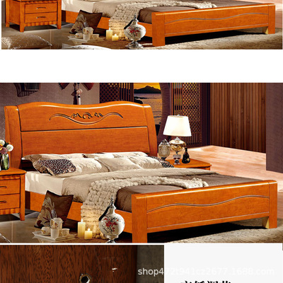 南康家具廠家直銷實(shí)木床 1.5米婚床1.8米橡木床現(xiàn)代中式雙人床